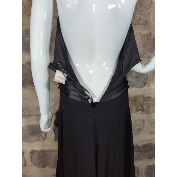 Tadashi Dress Woman's Size 4 Black Halter Silk Cut 100% Silk Formal Midi Elegant - Picture 8 of 12